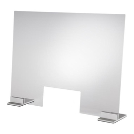 hygiene protection wall acrylic silver (foot) with opening | window size 750 x 570 mm L 750 mm x 165 mm H 570 mm product photo