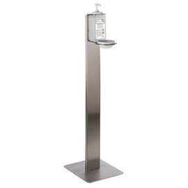 disinfection stand kit GOOD CONCEPT EASY stainless steel with arm lever floor model with disinfectant | drip tray 250 mm x 290 mm H 1100 mm product photo