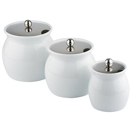 dressing pot with lid 800 ml stainless steel porcelain round Ø 130 mm H 130 mm product photo