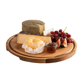 serving board PIZZA Ø 340 mm | oak wood oiled with juice rim | 2 recessed grips product photo  S