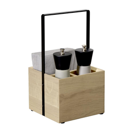 table caddy VALO | 3 compartments | oak wood with metal grip product photo  S