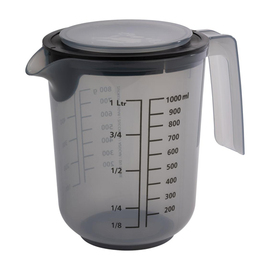 mixing cup 1 ltr with lid | splash guard | PP grey product photo