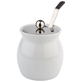 dressing pot with lid 800 ml stainless steel porcelain round Ø 130 mm H 130 mm product photo