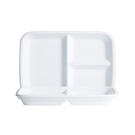 compartment plate RESTAURANT WHITE tempered glass 270 mm x 184 mm | 3 compartments product photo