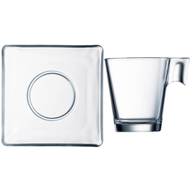 cup AROMA 220 ml tempered glass with square saucer  H 13 mm product photo