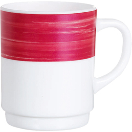 coffee mug BRUSH CHERRY 25 cl tempered glass broad coloured rim product photo