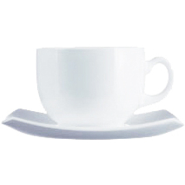 set of cups DELICE WHITE 220 ml tempered glass with saucer  H 62 mm product photo