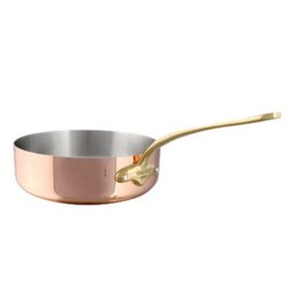 long handled sauteuse 3 ltr stainless steel copper 1.5 mm  Ø 240 mm  H 70 mm  | long brass handle product photo