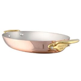 serving pan ELEGANCE stainless steel copper | 350 mm x 230 mm H 46 mm | 2 brass handles product photo