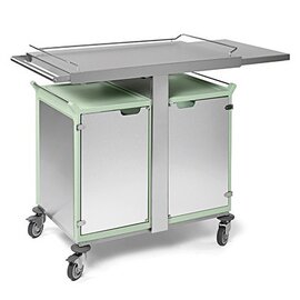 breakfast trolley 2 x 6 GN1/1  • steel coloured doors  • stainless steel cladding  • sliding board product photo  L