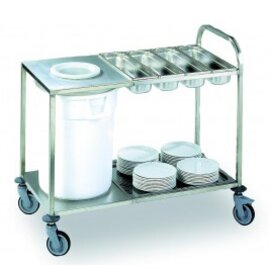 clearing trolley stainless steel with waste bin | GN container | 1200 mm x 630 mm H 1010 mm product photo