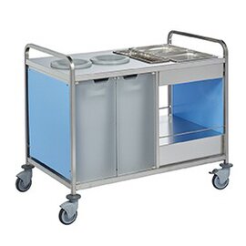 clearing trolley with 2 transparent doors 1296 mm  x 805 mm  H 1057 mm  | 2 waste bins|2 bin bags |3 GN containers product photo