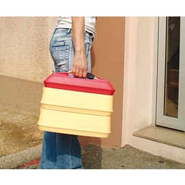 individual food carrier red yellow | 2 compartments  | 355 mm  x 241 mm  H 479 mm product photo  S