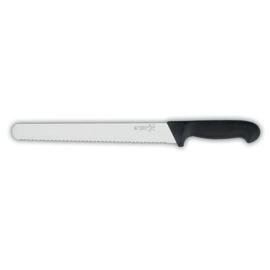 Salamimesser mit Wellenschliff, blade length: 22 cm, handle with medium volume made of particularly non-slip and pleasantly grippy material, black, chamfered protection nose, suitable for almost all applications product photo