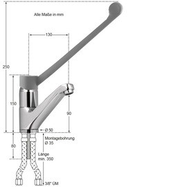 basin mixer | standing fitting xena | long lever outreach 130 mm product photo  S