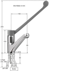 basin mixer | standing fitting xena | for unpressurized storage | long lever outreach 130 mm product photo  S