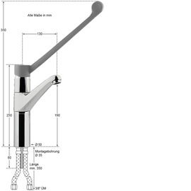 basin mixer | standing fitting xena | long lever on a pillar outreach 130 mm product photo  S