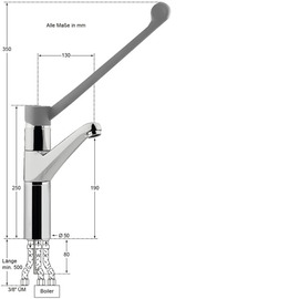 basin mixer | standing fitting xena | for unpressurized storage | long lever on a pillar outreach 130 mm product photo  S