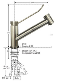 Spültischbatterie exis | for non-pressurized hot water storage tanks | round shower head product photo  S