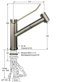 Spültischbatterie exis | for non-pressurized hot water storage tanks | round shower head on a pillar product photo  S