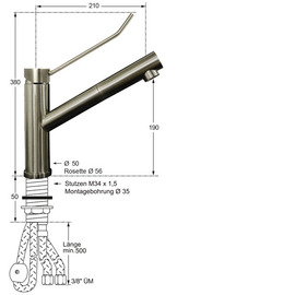 Spültischbatterie exis | pull-out shower head on a pillar product photo  S
