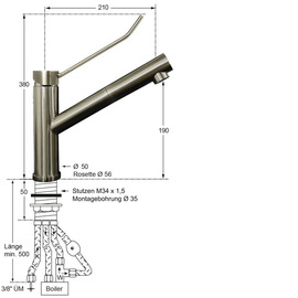 Spültischbatterie exis | for non-pressurized hot water storage tanks on a pillar product photo  S