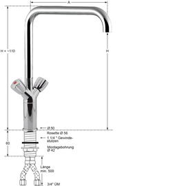 Column battery profi 3/4" H 470 mm | two-handle mixer tap outreach 300 mm product photo  S