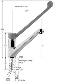 Spültischbatterie xena | long lever outreach 250 mm product photo  S