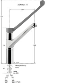 Spültischbatterie xena | long lever on a pillar outreach 250 mm product photo  S