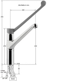 Spültischbatterie xena | for unpressurized storage | long lever on a pillar outreach 250 mm product photo  S