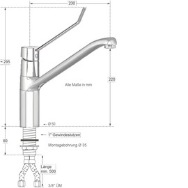 Spültischbatterie puna | long lever | lever bent on a pillar product photo  S