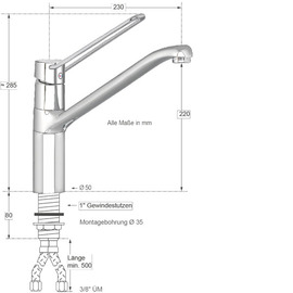 Spültischbatterie puna | longer ringhebel on a pillar product photo  S