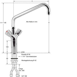 Column battery 3/4" | two-handle mixer tap H 420 mm outreach 250 mm product photo  S