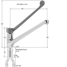 Spültischbatterie xena | long lever outreach 300 mm product photo  S