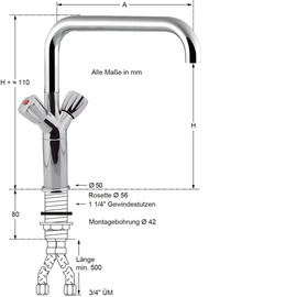 Column battery profi 3/4" | two-handle mixer tap outreach 300 mm product photo  S
