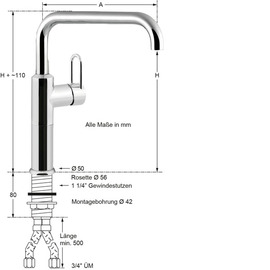 Column battery profi 3/4" | lever mixer tap outreach 300 mm product photo  S