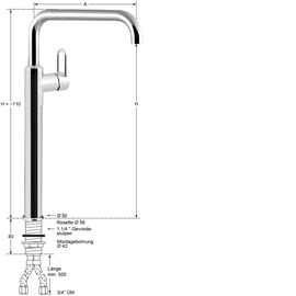 Column battery profi 3/4" C-spout straight | lever mixer tap outreach 300 mm product photo  S