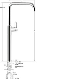 Column battery profi 3/4" | short ring lever H 670 mm outreach 300 mm product photo  S