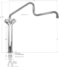 Column battery profi 3/4" | Pentachrome metal handle H Column 300 mm outreach 300 - 600 mm product photo  S