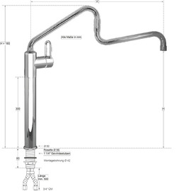 Column battery profi 3/4" | short ring lever H Column 300 mm outreach 300 - 600 mm product photo  S
