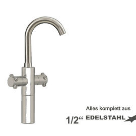 basin mixer two-handle mixer tap on a pillar product photo