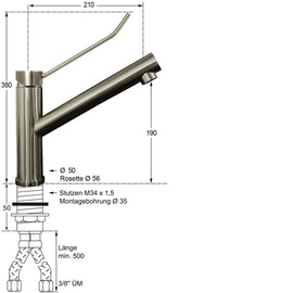 Spültischbatterie xiana standing fitting on a pillar product photo  S