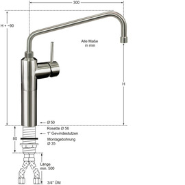 Column battery claro 3/4" | lever mixer tap outreach 300 mm product photo  S