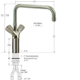 Column battery CLASSIC 3/4" | two-handle mixer tap outreach 300 mm product photo  S