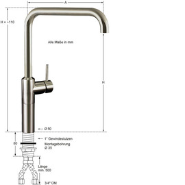 Column battery Master 3/4" H 370 mm | lever mixer tap outreach 300 mm product photo  S