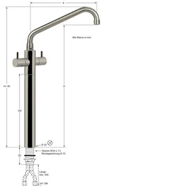 Column battery ximac 3/4" stainless steel | two-handle mixer tap outreach 300 mm product photo  S