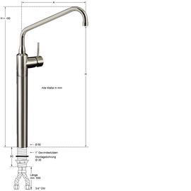 Column battery Master 3/4" C-spout angled | lever mixer tap outreach 300 mm product photo  S
