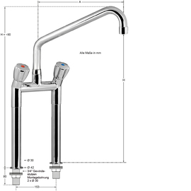 two-hole stand mixer 3/4" outreach 300 mm discharge height 460 mm product photo  S