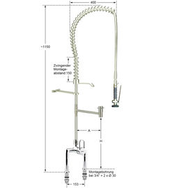 rinse sink mixer 3/4" outreach 300 mm H 1050 mm product photo  S