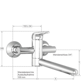 Wall mounted battery meyo 3/4" | short ring lever product photo  S